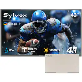 Bundle - Sylvox - 43" Outdoor TV with TV Cover, 1000nits Google Smart TV, IP56 Waterproof Partial Sun Outside TV(Deck Pro3.0)