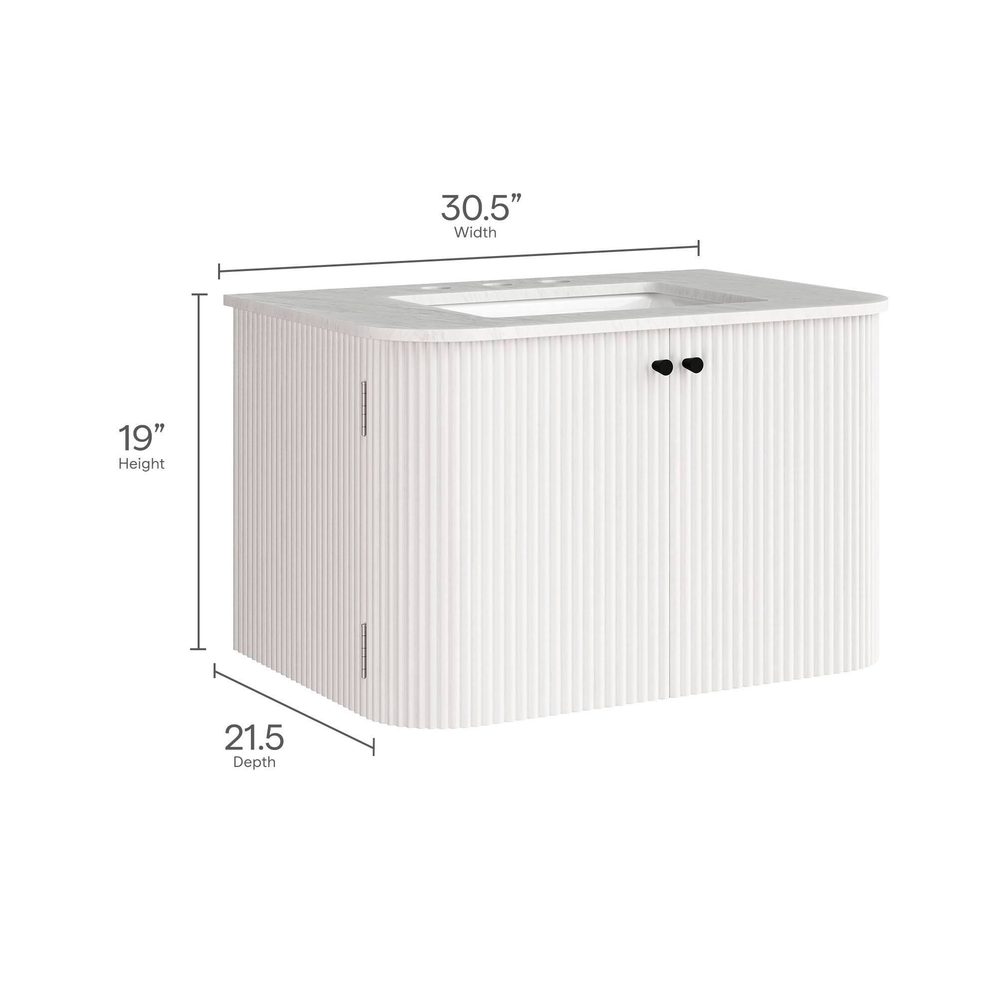 30.5" Width  
19" Height  
21.5" Depth