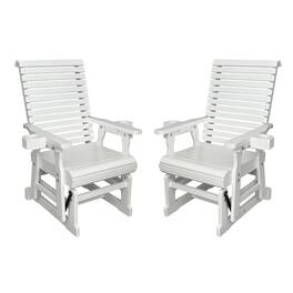 Fortune Candy - Wooden Patio Glider w/High Back & Deep Contoured Seat, Solid Fir Wood, Heavy-Duty 600 lbs(1 Searter, 2 Pack) - White