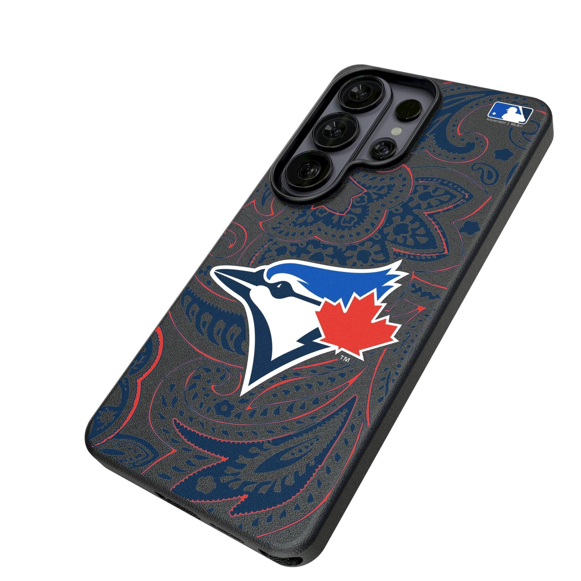 Alt View 1. Keyscaper - Toronto Blue Jays Paisley Galaxy Magnetic Bump Case - S25 Ultra - Black.