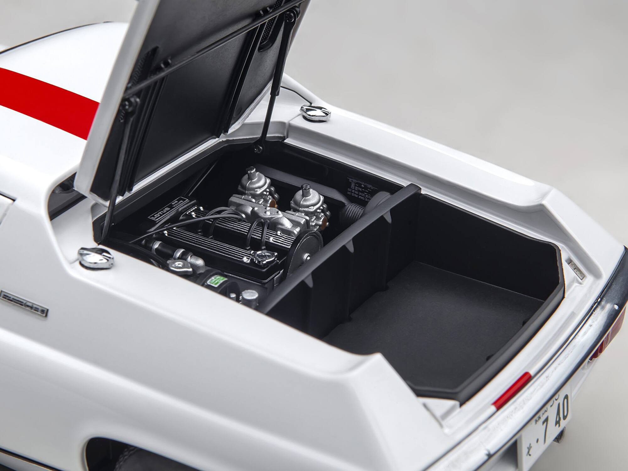 Alt View 4. Autoart - Lotus Europa Special White with Red Stripe and Graphics "The Circuit Wolf" 1/18 Model Car by Autoart.