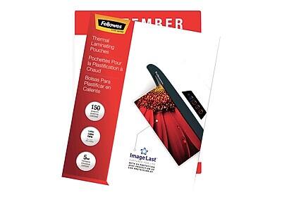 Fellowes Thermal Laminating Pouches  
Pochettes Pour Plastification à Chaud  
Bolsas Para Plastificar en Caliente  

150 Sheets  
5 mil  

Image Last  
Captured for Life