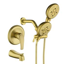 Boyel Living - Shower Set with Five Function Rain Shower and Handheld Shower and cUPC Pressure Balance Valve - Brushed Gold
