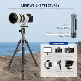 Schertz - 77" Camera Tripod Monopod with 360° Ball Head, Arca QR Plate, Lightweight Aluminum Travel Tripod, 34lb Load