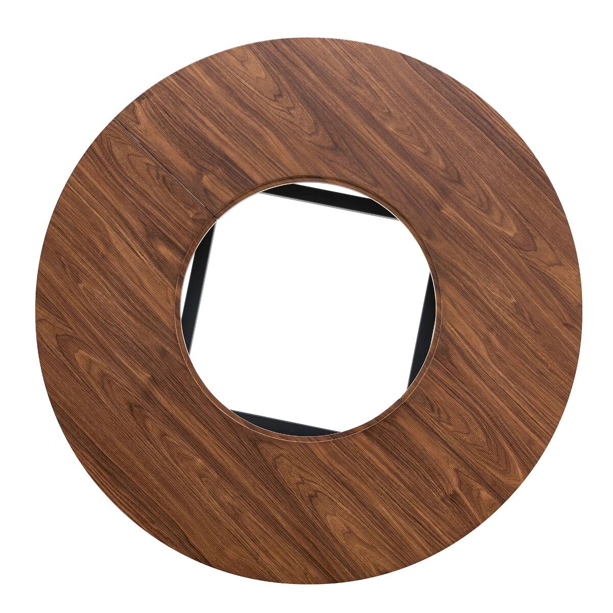 Alt View 9. Loheer - Loheer 42 inch round dining table with brown wood grain top and tea glass inlay - Black and Brown.