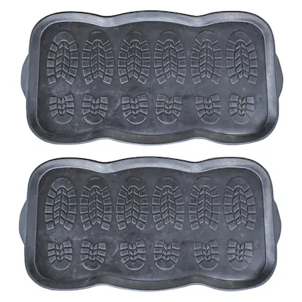 Front. AmeriHome - Rubber Boot and Shoe Mat - Black.