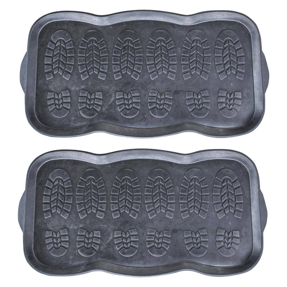 Front. AmeriHome - Rubber Boot and Shoe Mat - Black.