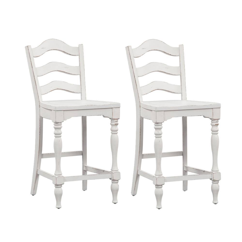 Alt View 4. Liberty Furniture Industries - Magnolia Manor Ladder Back Counter Chair (RTA)-Set of 2 in Antique White - White.