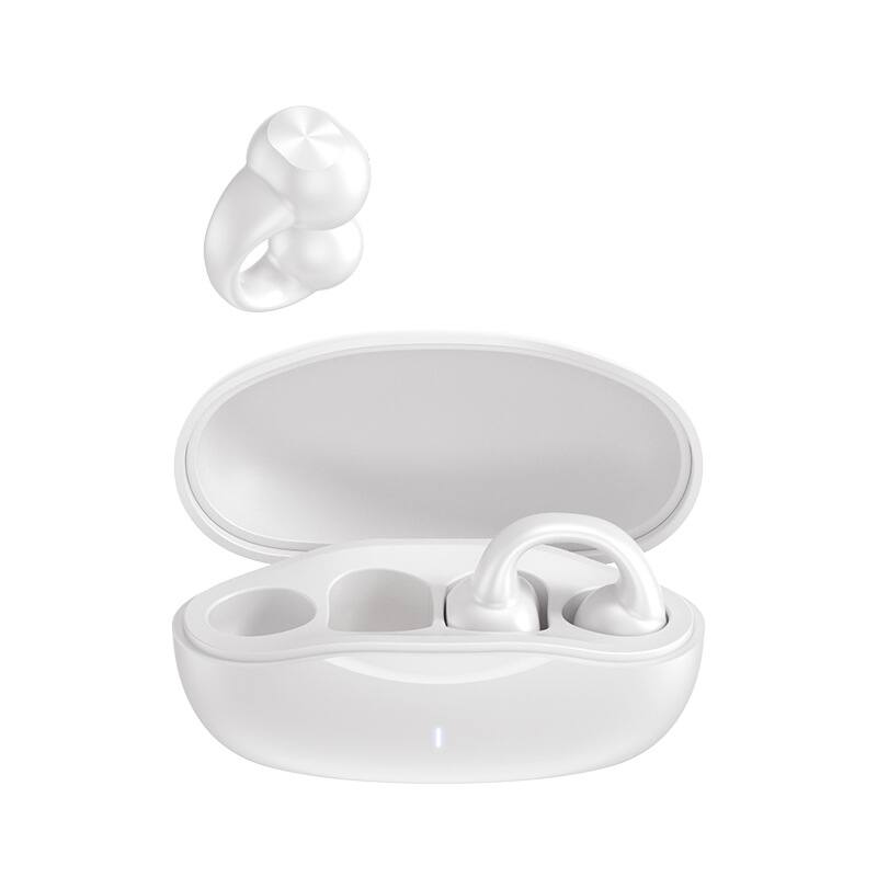 Front. Cluzine - White Open-Ear Clip-On Wireless Earbuds Headphones, 48H Playtime, Quick Connect, HD Voice for Sports.