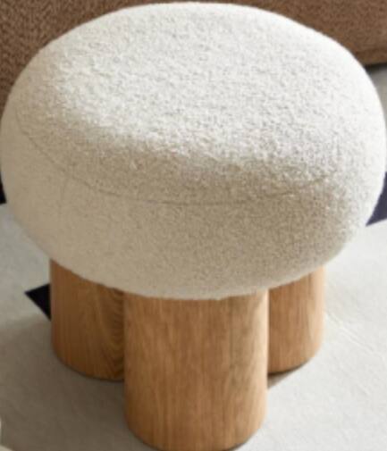 Alt View 8. GOODSILO - Mushroom Stool with Plush Seat and Wood-Like Barrel Base for Versatile Home Seating and Decor - Greige.
