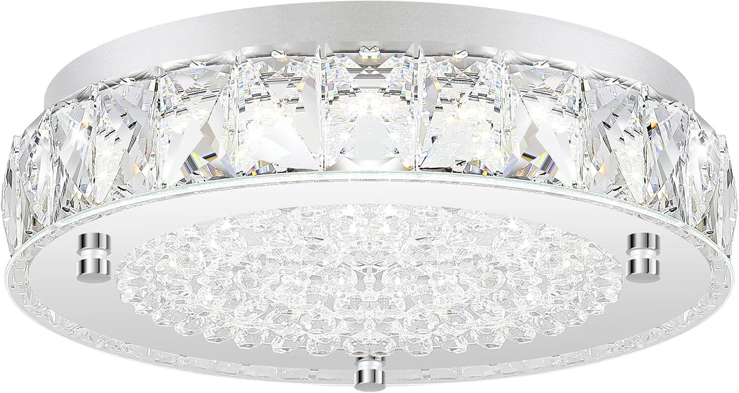 Nordic Hygge - Crystal Chandeliers Flush Mount LED Ceiling Light Fixture, 5000K Daylight - White