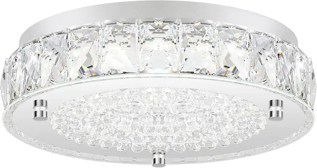 Front. Nordic Hygge - Crystal Chandeliers Flush Mount LED Ceiling Light Fixture, 5000K Daylight White - White.