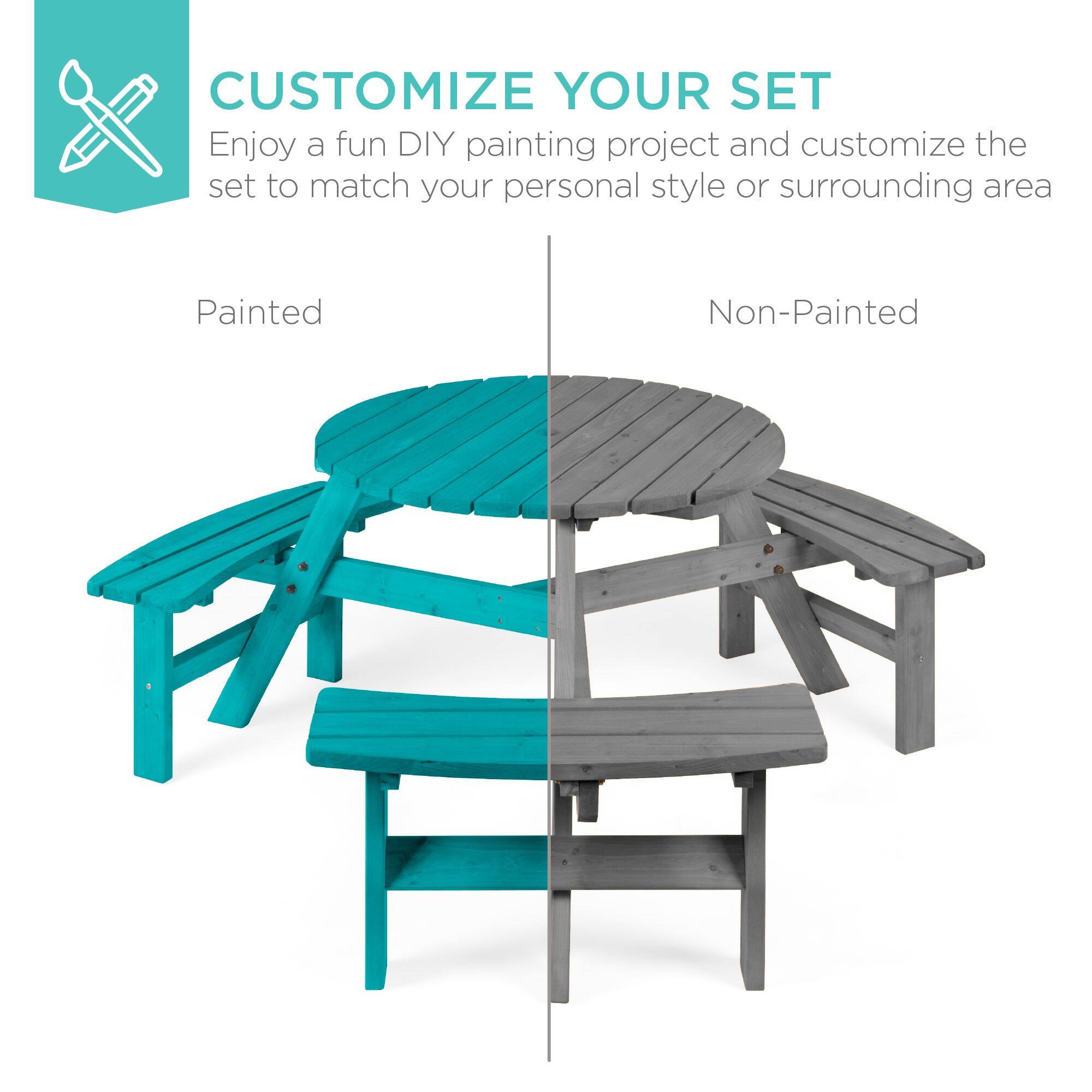 CUSTOMIZE YOUR SET  
Enjoy a fun DIY painting project and customize the set to match your personal style or surrounding area  

Painted  
Non-Painted