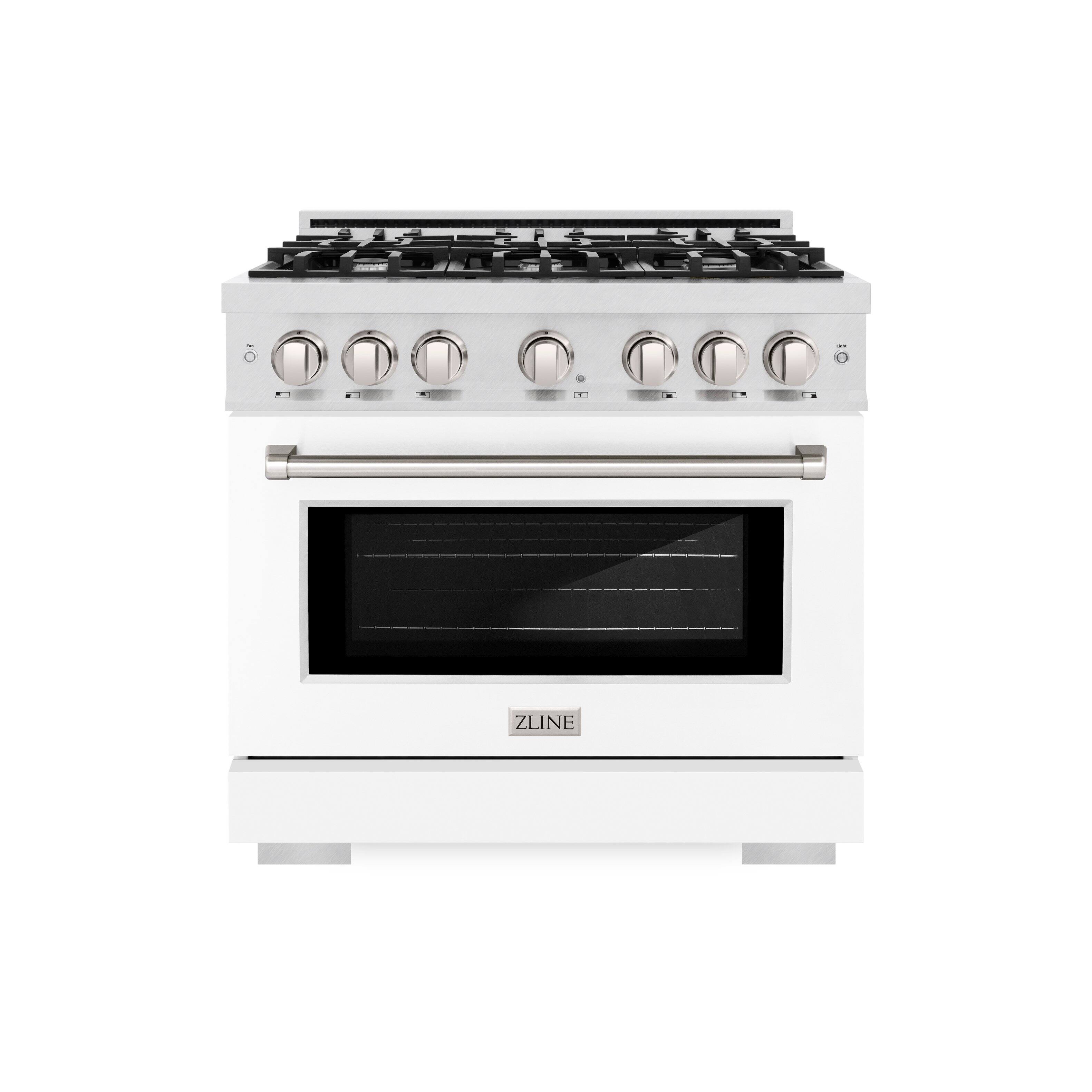 Angle. ZLINE - ZLINE 36 in. Select Dual Fuel Range with 6 Burners (HDRS-WM-36) - Satin Steel/White.