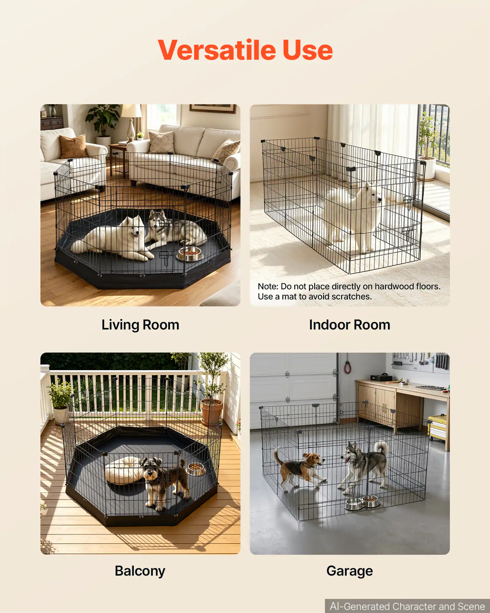 Versatile Use

Note: Do not place directly on hardwood floors. Use a mat to avoid scratches.

Living Room

Indoor Room

Balcony

Garage

AI-Generated Character and Scene