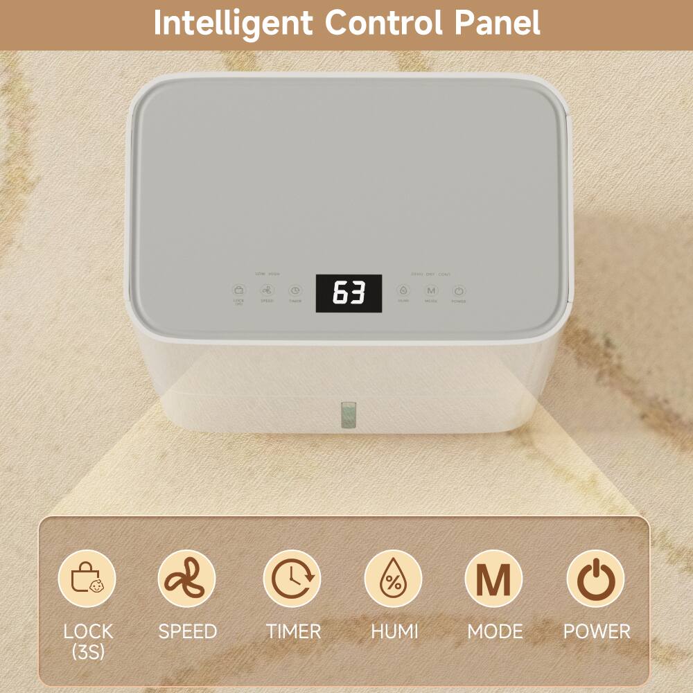 Intelligent Control Panel

- LOCK (3S)
- SPEED
- TIMER
- HUMI
- MODE
- POWER