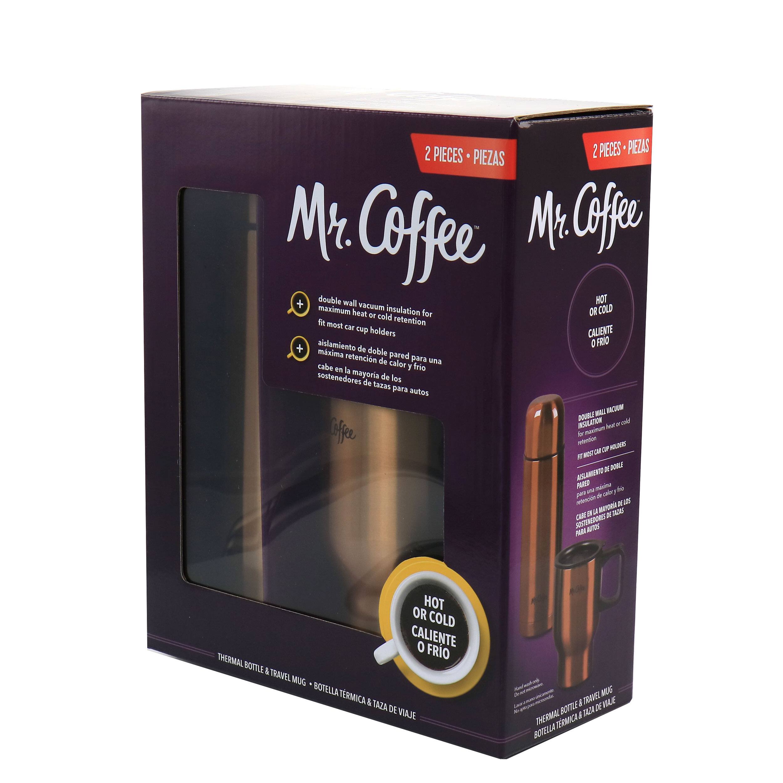 Mr. Coffee 2 Pieces Hot or Cold Thermal Insulation Coffee Mug & Travel Mug Set (2-Pack)