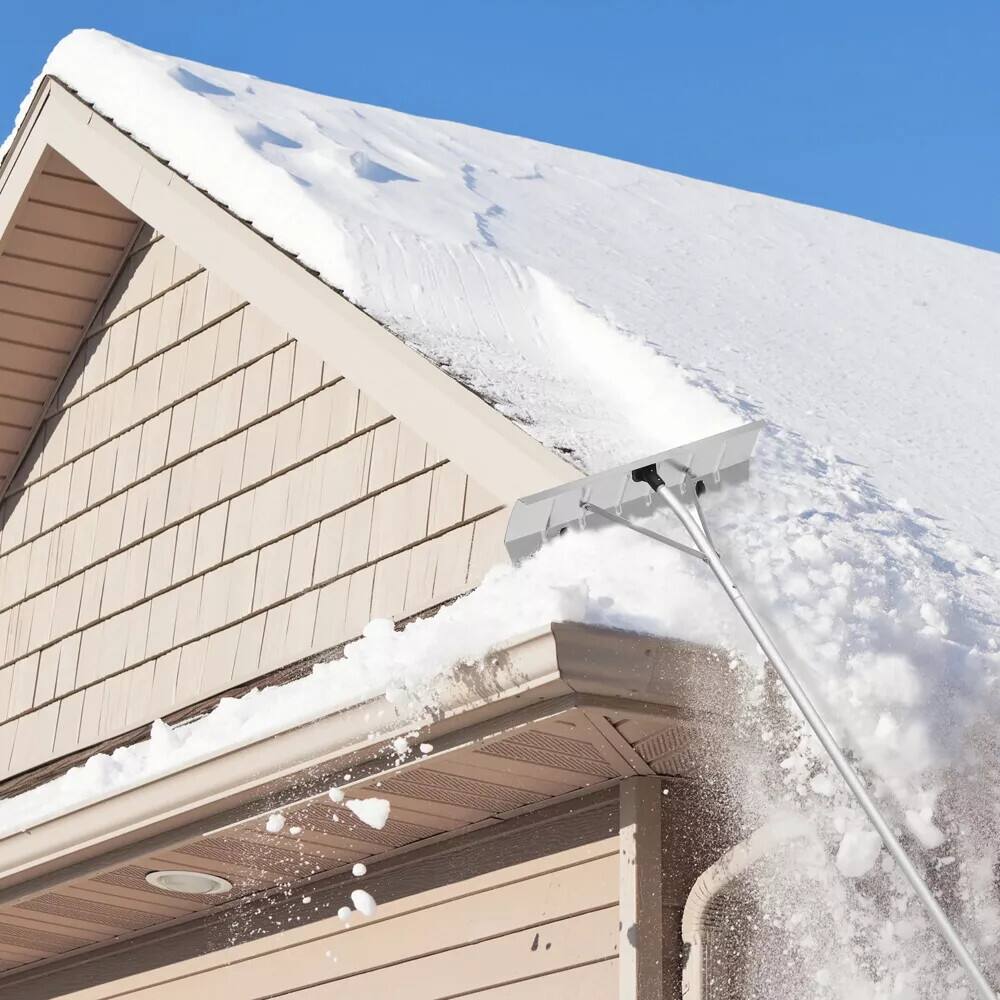 Alt View 3. HONGGE - Extendable Roof Rake with Rollers and Lightweight Aluminum Design - Black.