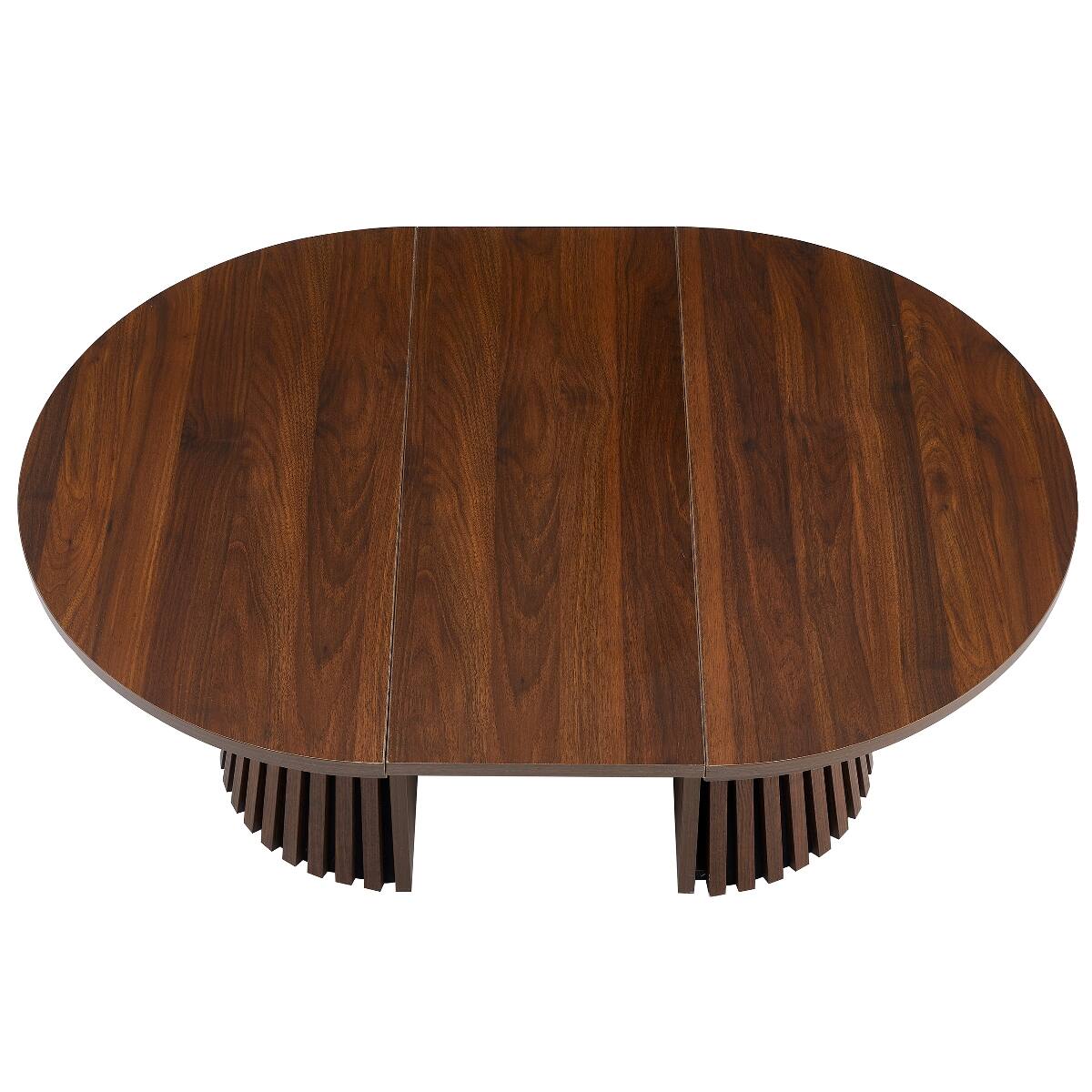 Alt View 10. Loheer - Loheer Walnut-Colored Oval Coffee Table, Extendable Wooden Table for Dining or Living Room - Walnut.