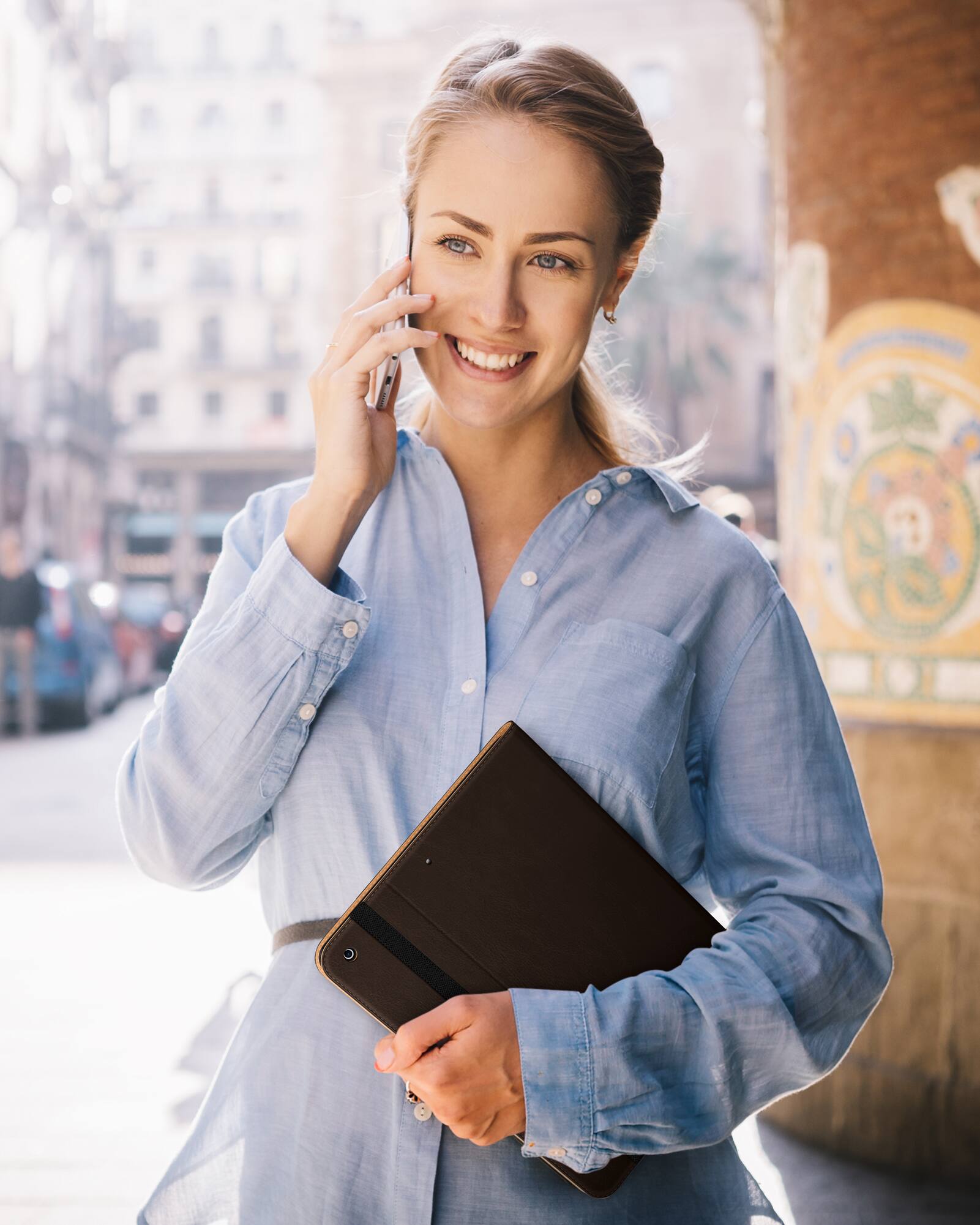 Alt View 2. DTTO - ​Case for iPad 9th/8th/7th Generation 10.2 Inch 2021/2020/2019, Premium Leather Folio Stand - Auto Wake/Sleep - Brownish.