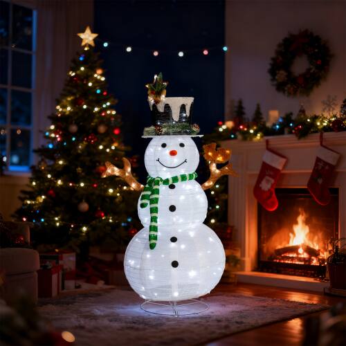 Alt View 9. Winado - Christmas Snowman and Squirrel 4FT Pre-lit Pull Up with LED Lights for Indoor Outdoor Yard Holiday Party Decorations - Multicolor.