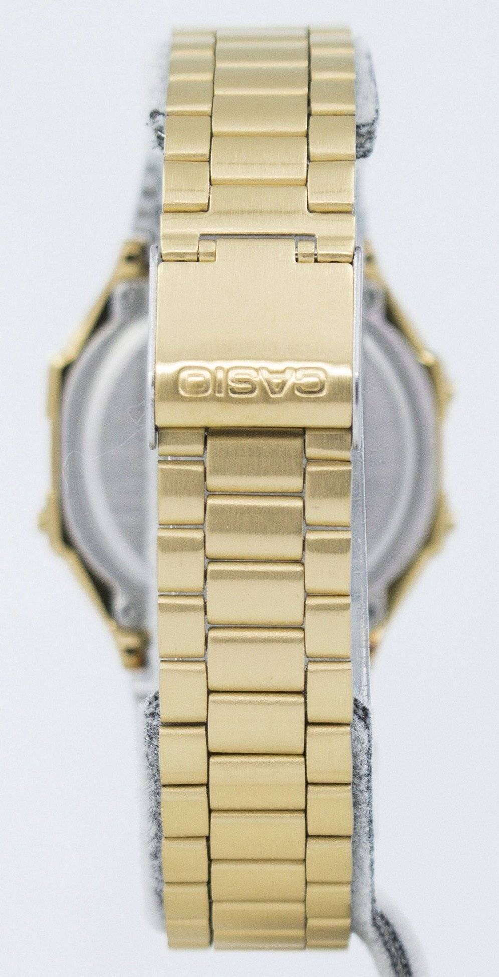 Back. Casio - Casio Digital Alarm Chrono 12/24 Format Stainless Steel A168WG-9WDF Unisex Watch - Gold.