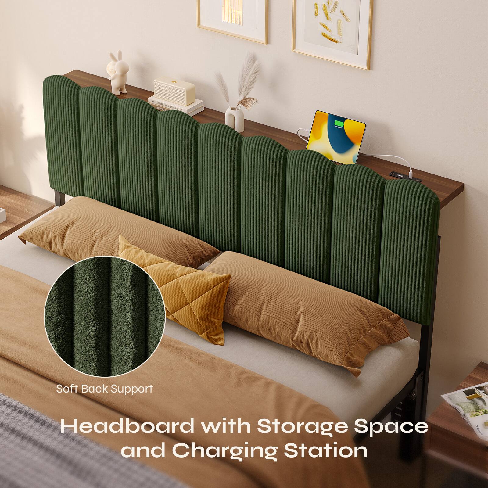 INCULIRATIONS TEXTOCOLTA

Soft Back Support

Headboard with Storage Space and Charging Station