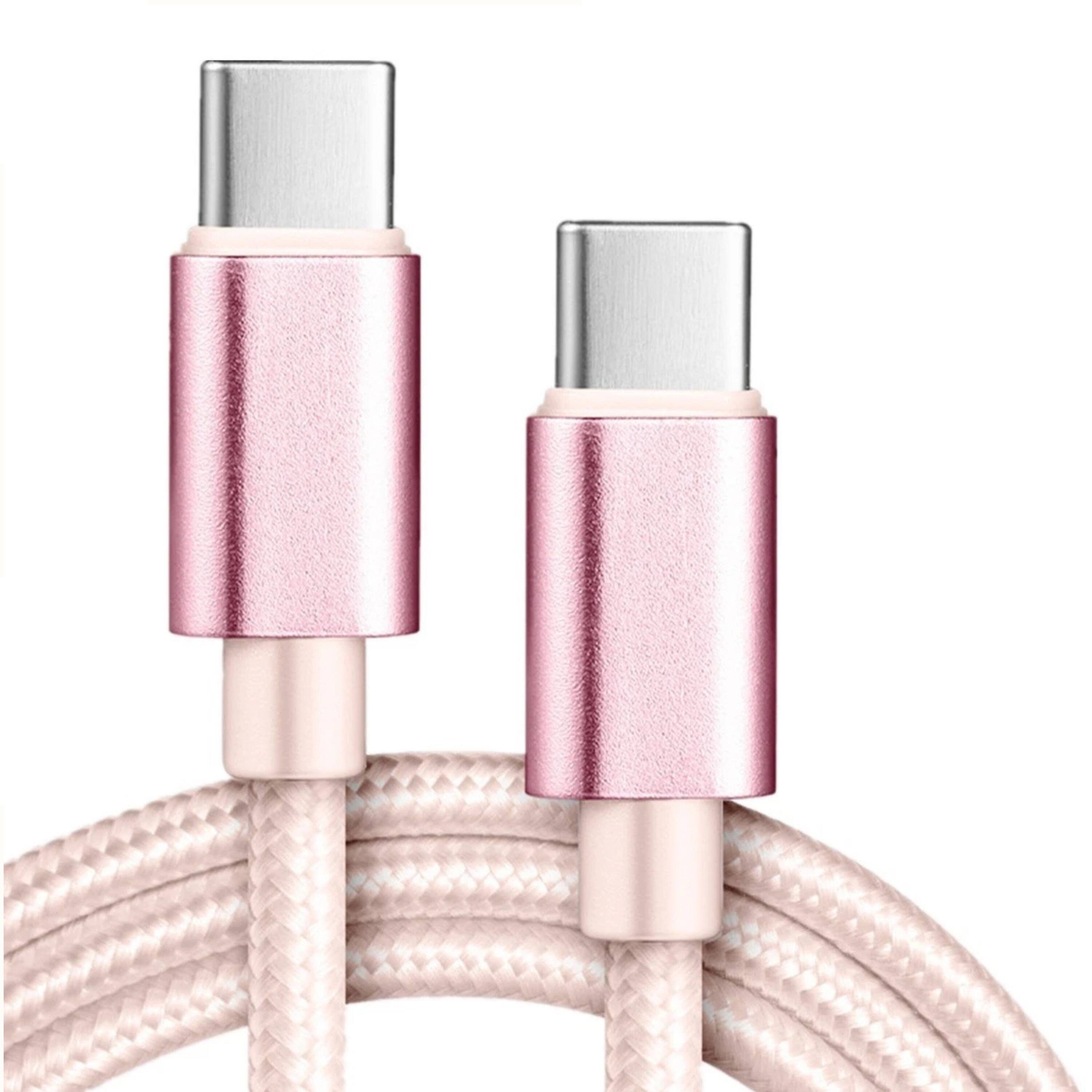 Angle. Kitcheniva - Premium USB-C to USB-C Fast Charging Data Sync Charger Cable Cord 10Ft Pink - Pink.