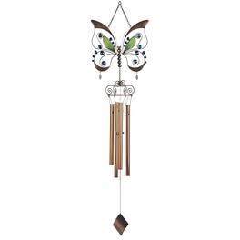 FC Design - 33" Long Butterfly Wind Chime with Gem Outdoor Patio or Garden Hanging Decoration - Multi-Color
