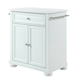Crosley Furniture - Alexandria Stone Top Portable Kitchen Island/Cart - White