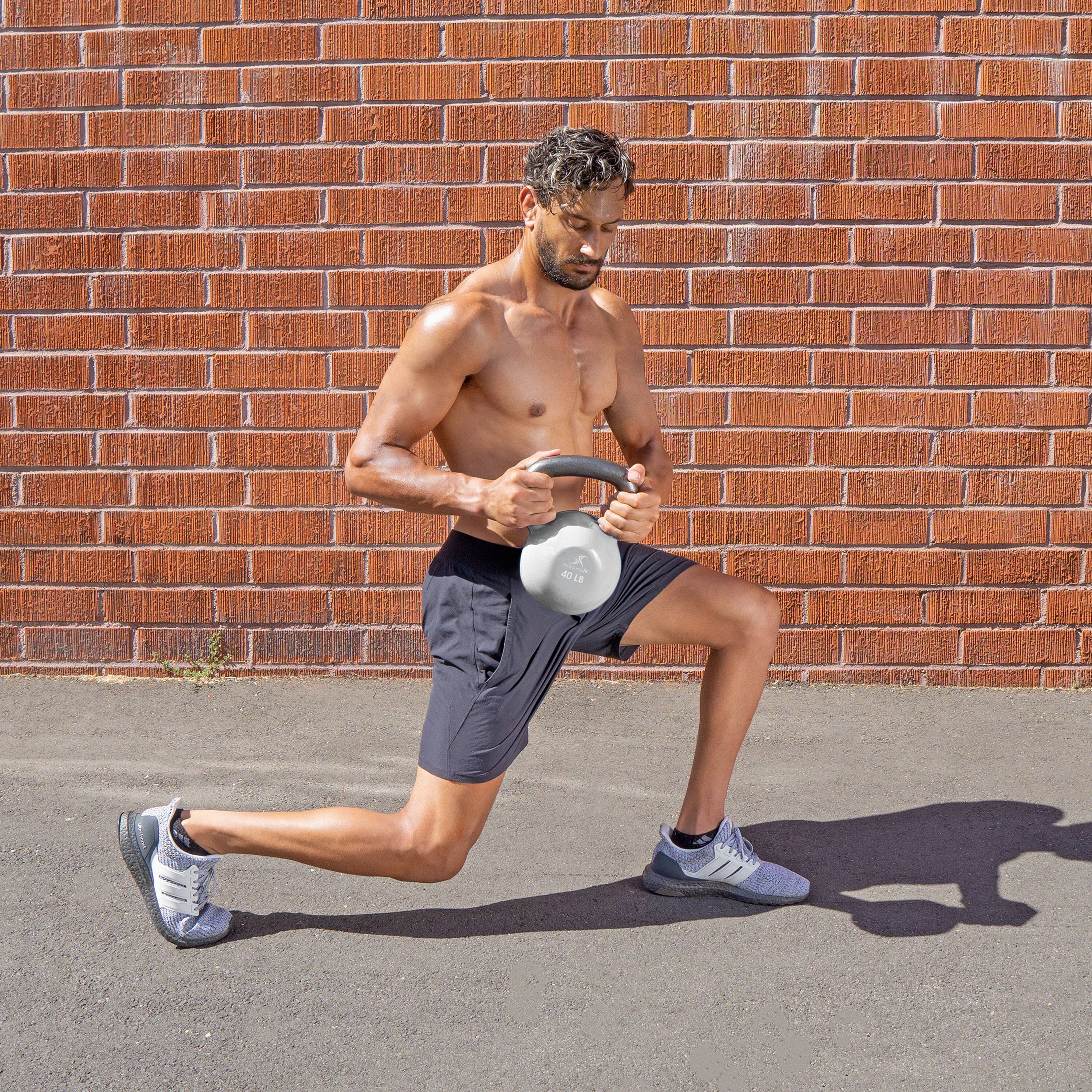 Back. ProsourceFit - ProsourceFit Vinyl Coated Iron Kettlebell, 40 lbs - Grey.
