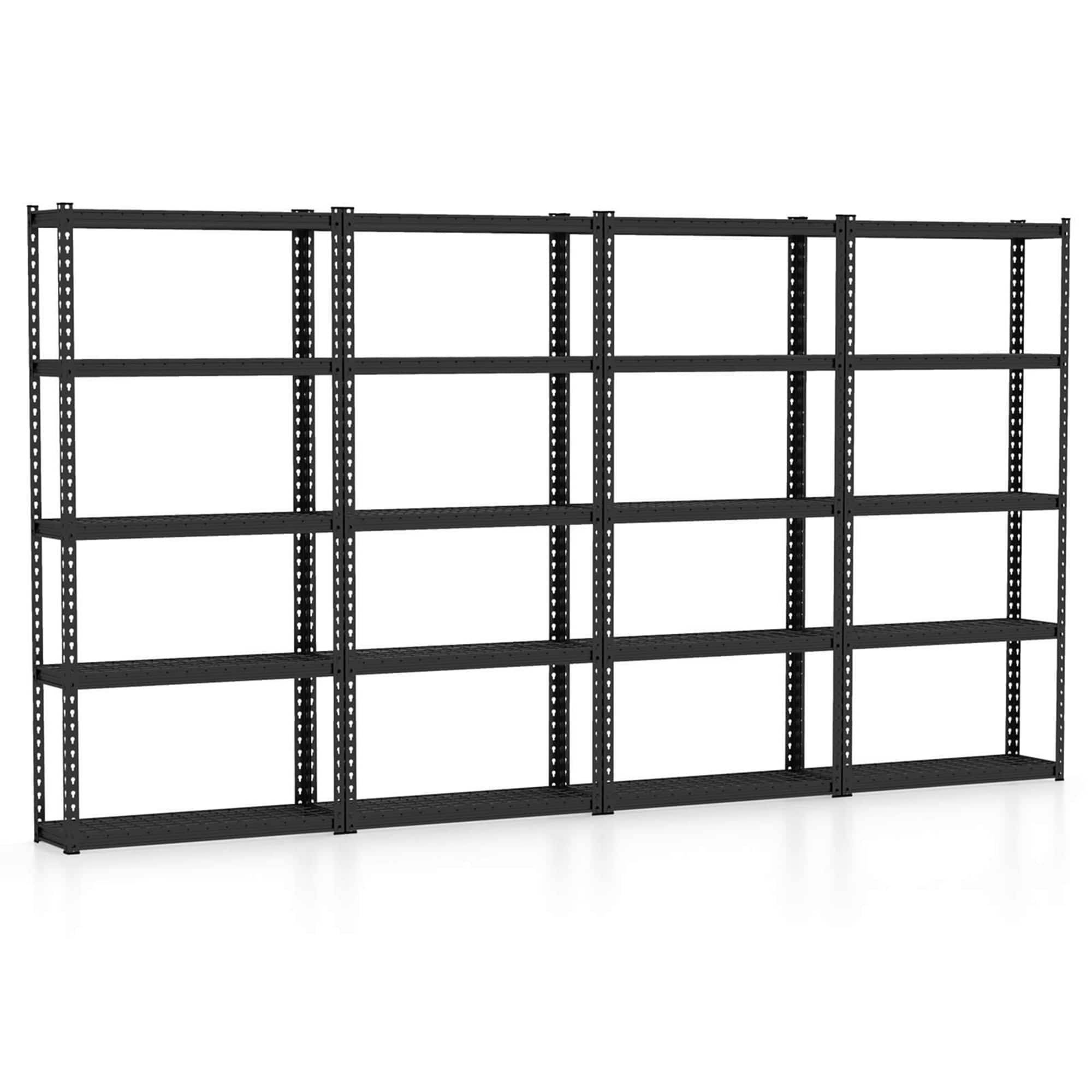 Costway - 4 PCS 5-Tier Heavy Duty Storage Shelf Storage Utility Rack Shelf with Anti-tipping Device - Black