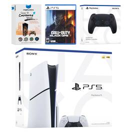 PlayStation 5 Slim Disc Bundle with Call of Duty Black Ops 7 Game, MightySkins Code and Extra Controller - PlayStation 5