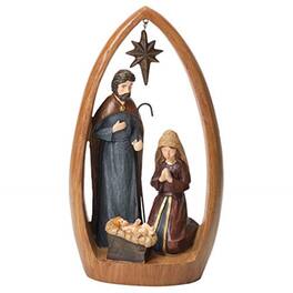 Ganz - Holy Family Religious Stone Resin Christmas Figurine 9 inch - Brown