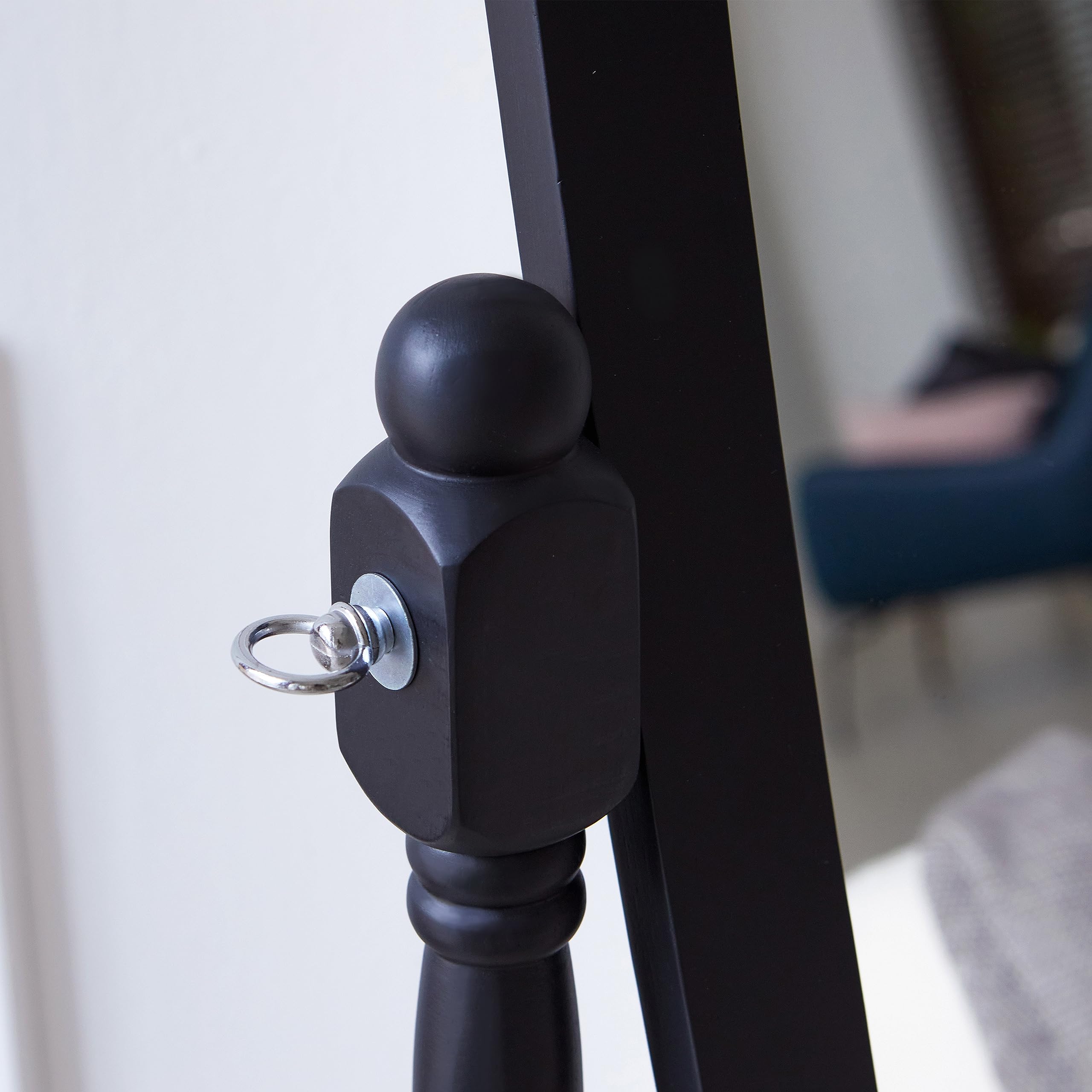 Alt View 5. Hanke - Ashely Wooden Antique Floor Free Standing Mirror traditional Style Oval Dressing Cheval Mirror Bedroom - Black.