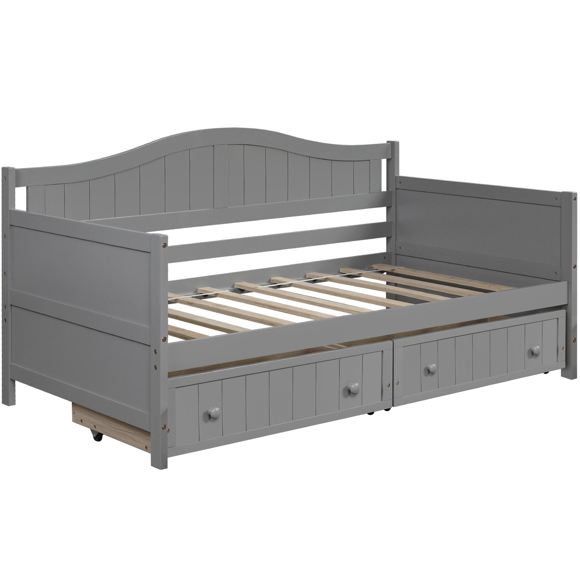 Alt View 1. Aukfa - Twin Wooden Daybed with 2 drawers, Sofa Bed for Bedroom Living Room,No Box Spring Needed - Gray.