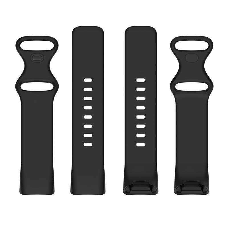 Left. StrapsCo - Slim Active Band Silicone Rubber Watch Strap For Fitbit Charge 6 (Medium-Long) - Black.