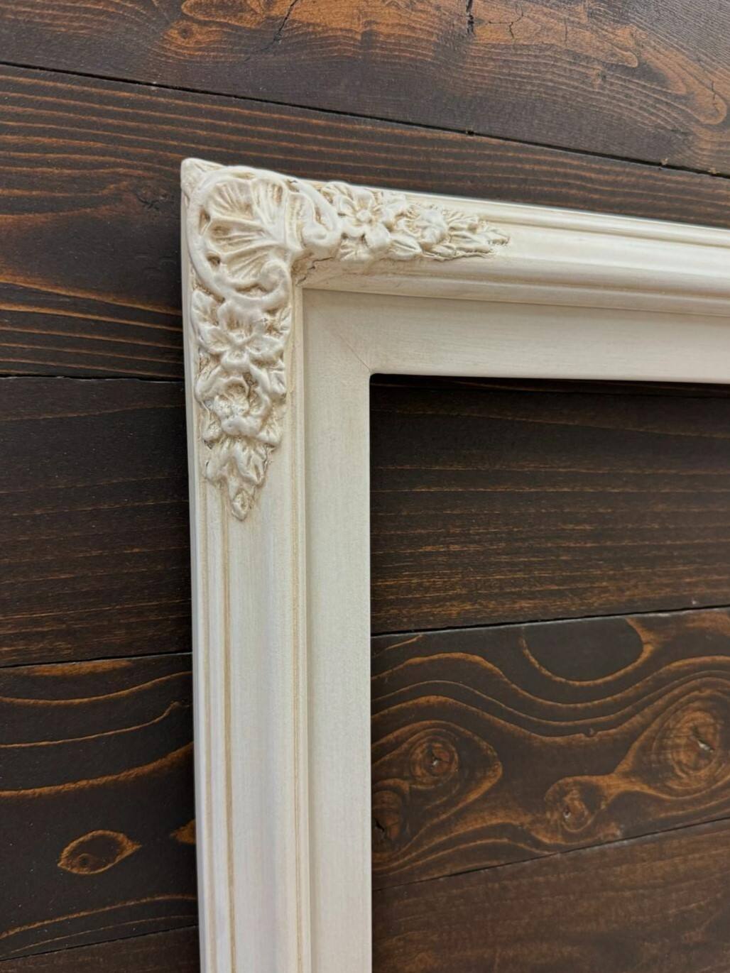 Alt View 1. LAREDO FRAME FACTORY - 32 inch Handmade ornate Tv frame for Samsung The Frame tv and Frame Pro Model - SOFT IVORY.