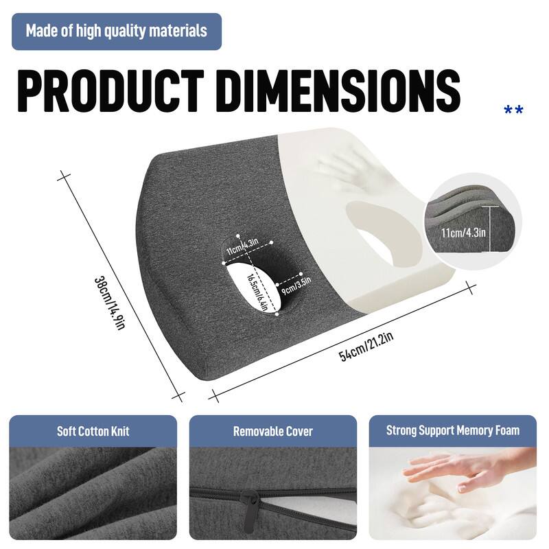 Made of high quality materials

PRODUCT DIMENSIONS

38cm/14.9in  
11cm/4.3in  
16.5cm/6.4in  
9cm/3.5in  
54cm/21.2in  
11cm/4.3in

Soft Cotton Knit  
Removable Cover  
Strong Support Memory Foam