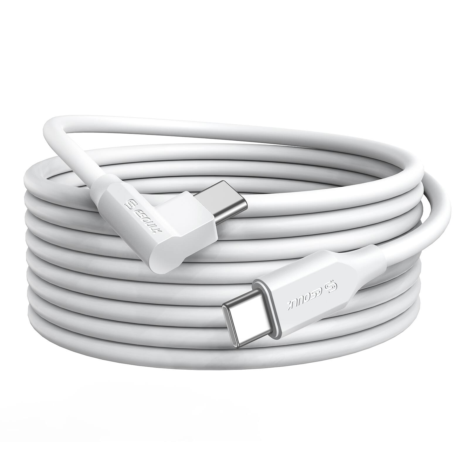 Alt View 4. Esoulk - 3 Feet USB-C to USB-C (90 Degree Angled) Fast Charging Sync Cable For Samsung iPhone iPad Universal - White.