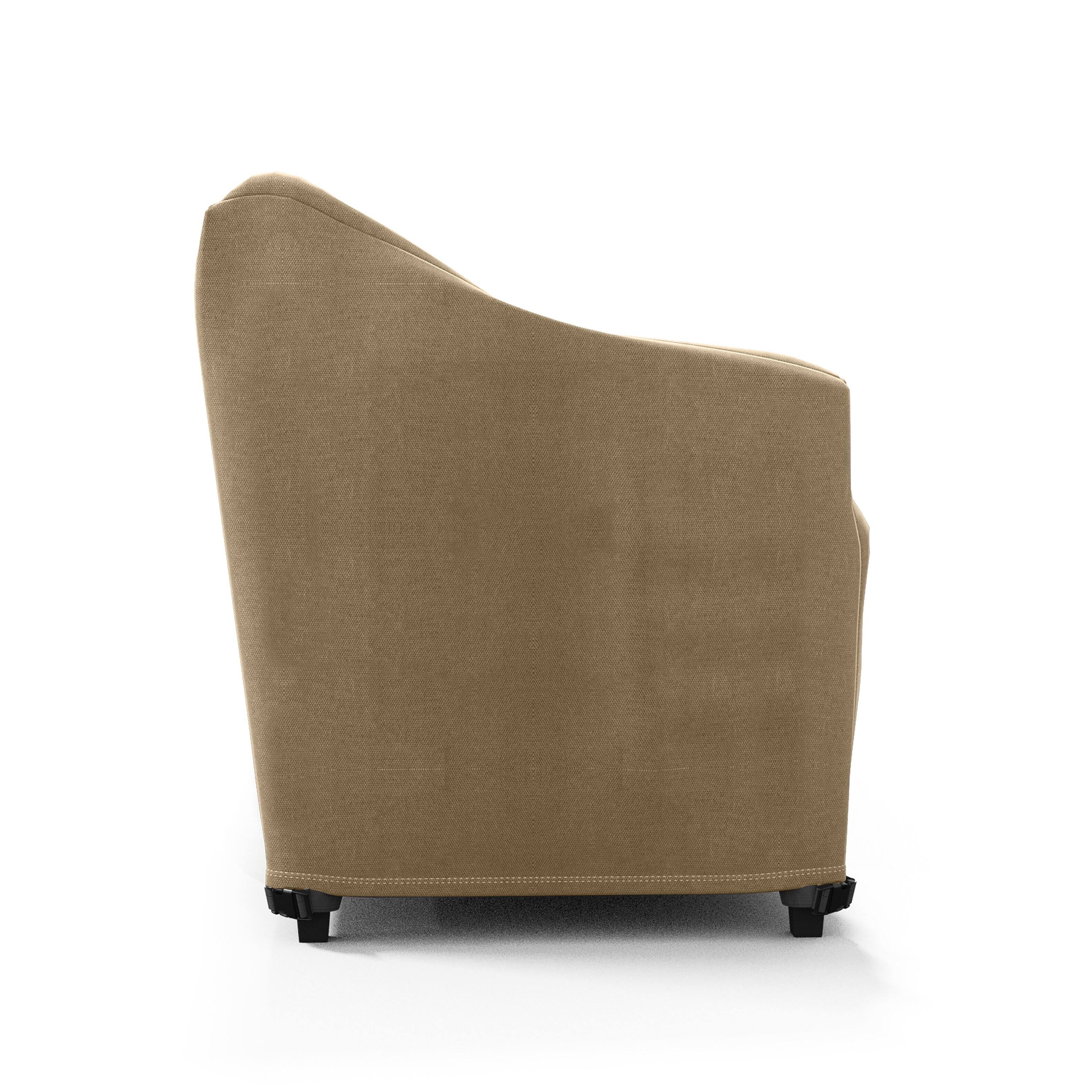 Left. KHOMO GEAR - Heavy-Duty Patio Sofa Cover, Waterproof Outdoor Furniture Protector, Fade & Weather Resistant – 32.5" H x 88" W x 31" - Brown.