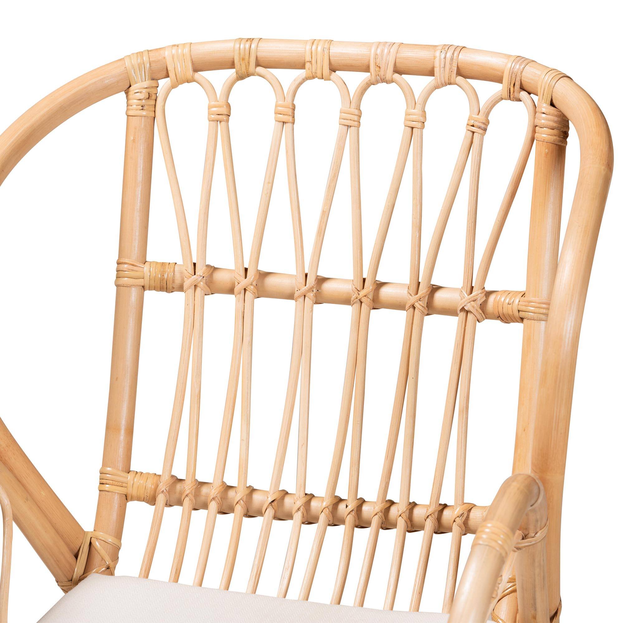 Alt View 1. bali & pari - Caelia Modern Bohemian Rattan and Metal Chair - Natural Brown/Black.