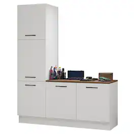 Madesa - Garage Storage Cabinet Set 70"L Multiple Compartments Modular Pantry Base Cabinet Wall Cupboard - White