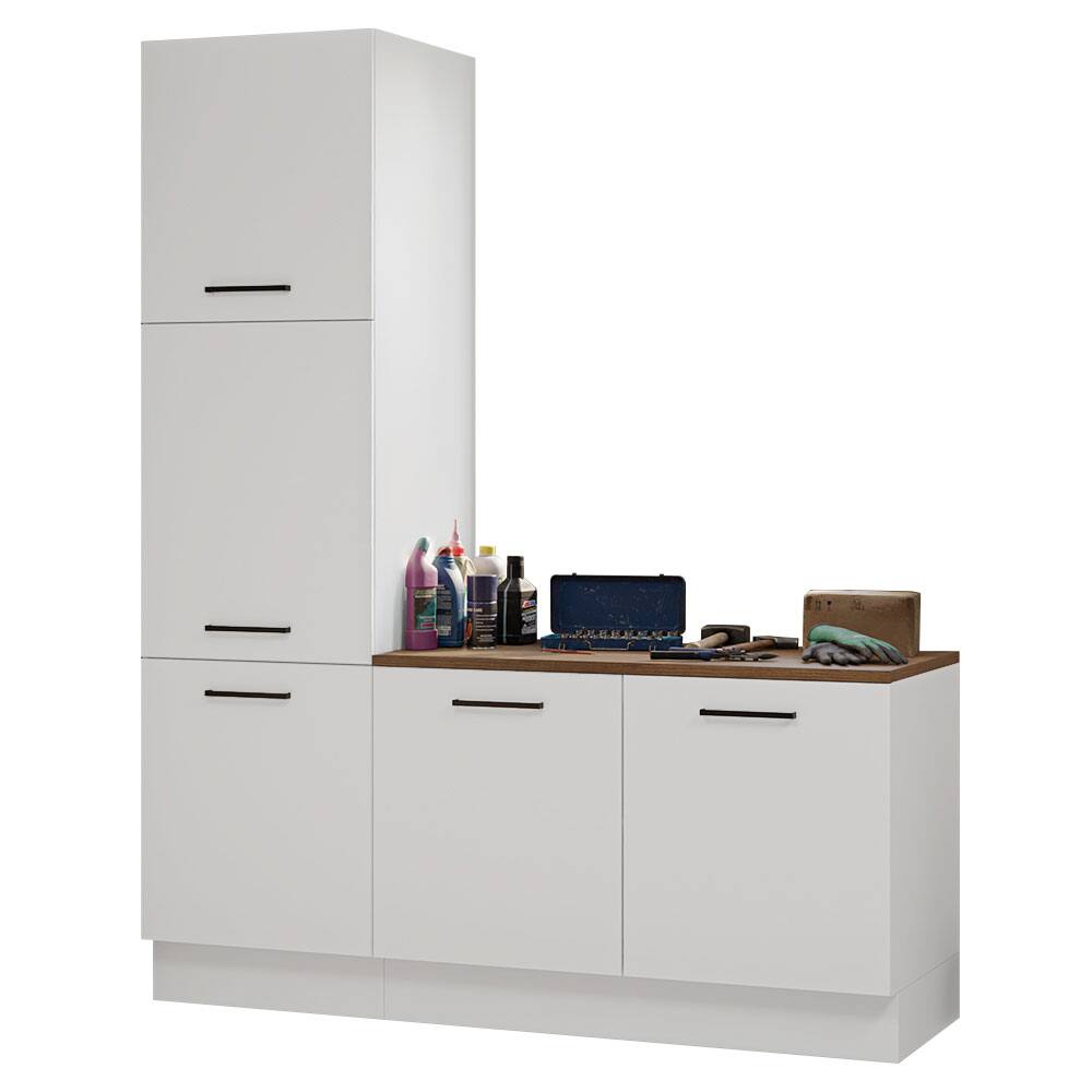 Front. Madesa - Madesa Garage Storage Cabinet Set 70"L Multiple Compartments Modular Pantry Base Cabinet Wall Cupboard - White - White.