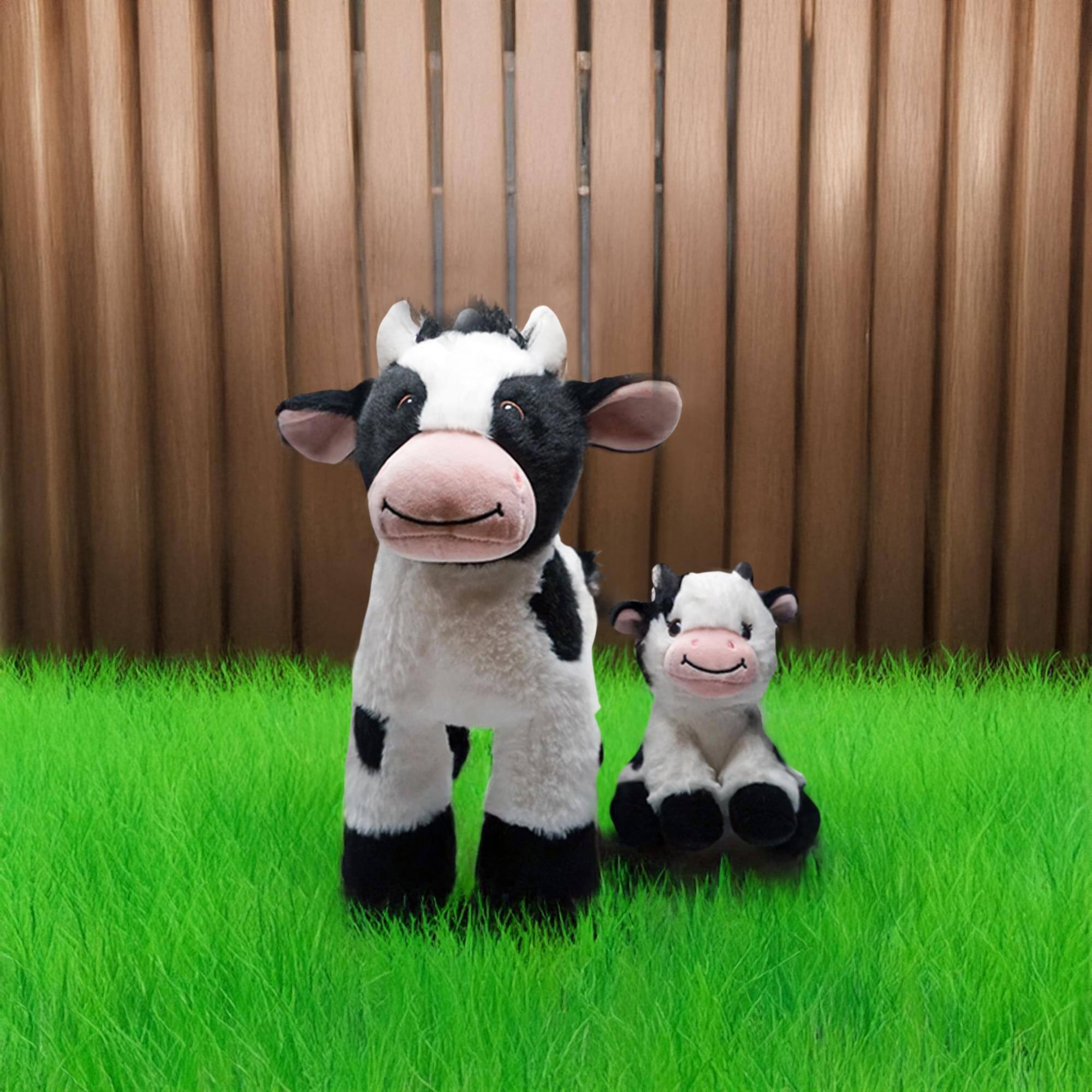 Alt View 1. TriAction Toys - Snooze Monsters Interactive Bedtime Plush Set | Cow With Baby - White.