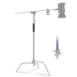 Neewer - Heavy-Duty Stainless Steel C-Stand Kit - with Boom Arm & Grip Heads for Studio Lighting Equipment - Silver
