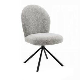 Manhattan Lane - Veton Swivel Side Dining Chair Set of 2, Gray Boucle,Metal Base - Gray, Black
