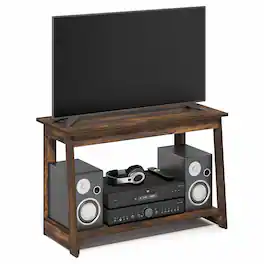 Furinno - BEGINNING TV Stand, 2-Tier Rectangular Entertainment Center with Open Shelf, TV Console for TV up to 36 Inch, Open Back - Amber Pine