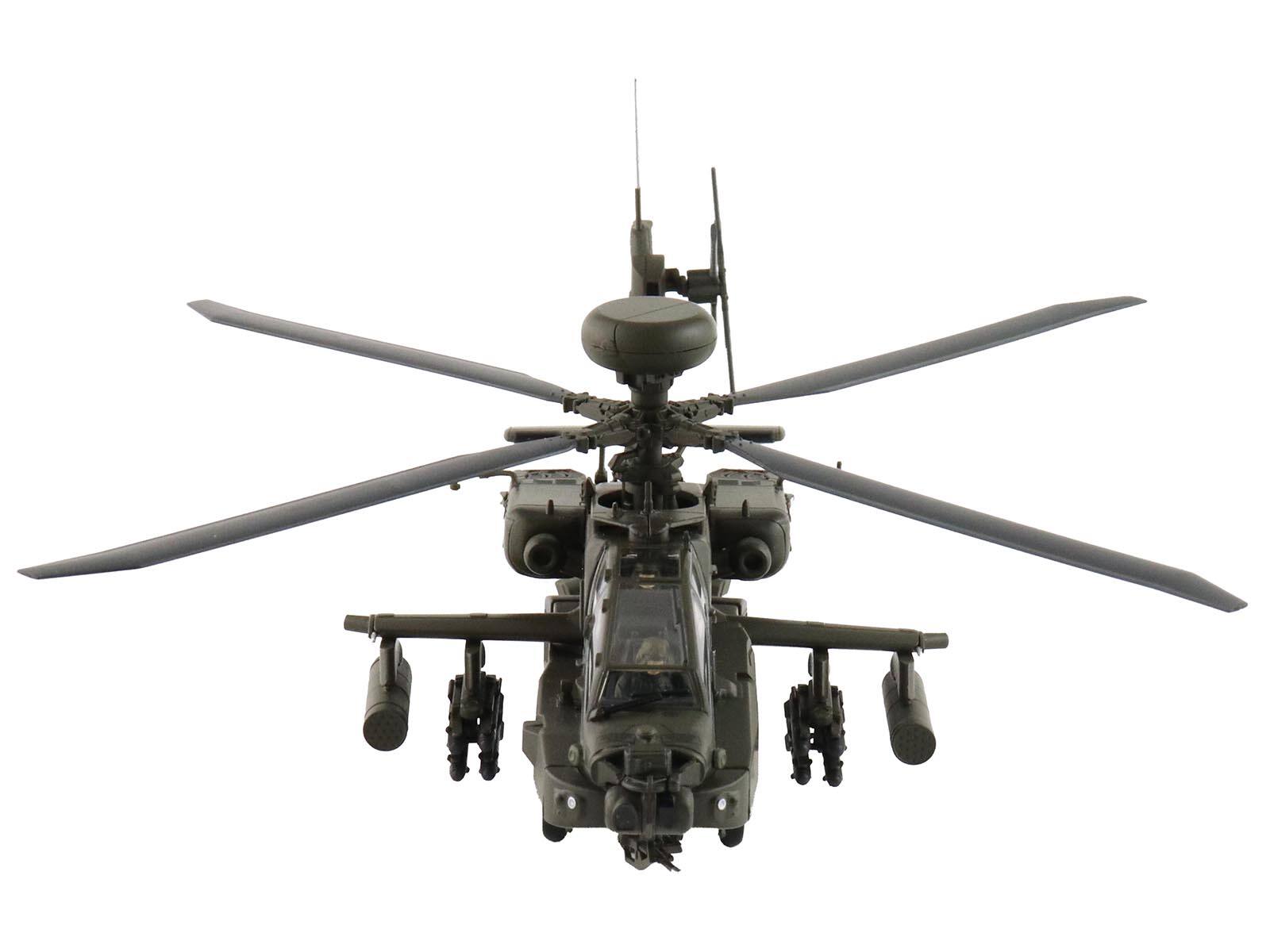 Left. Hobby Master - Boeing AH-64E Apache Echo Attack Helicopter "ZM714 Middle Wallop" (2022) British Army "Air Power Series" 1/72 - Black.