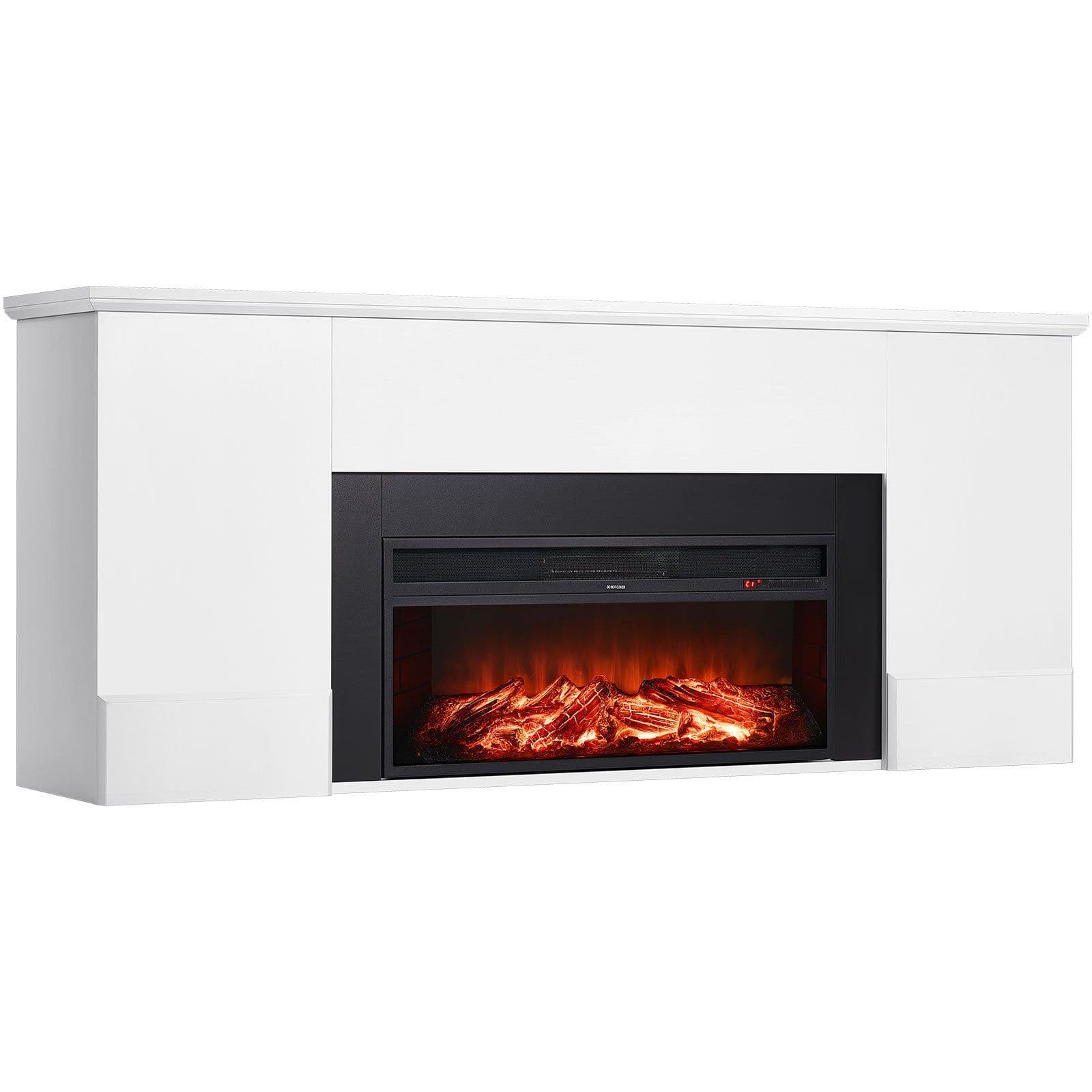 Front. Mirfee - 75" Extra Wide Freestanding Electric Fireplace, 1500W Heater w/Classic Mantel, Realistic Flames, Remote, White.